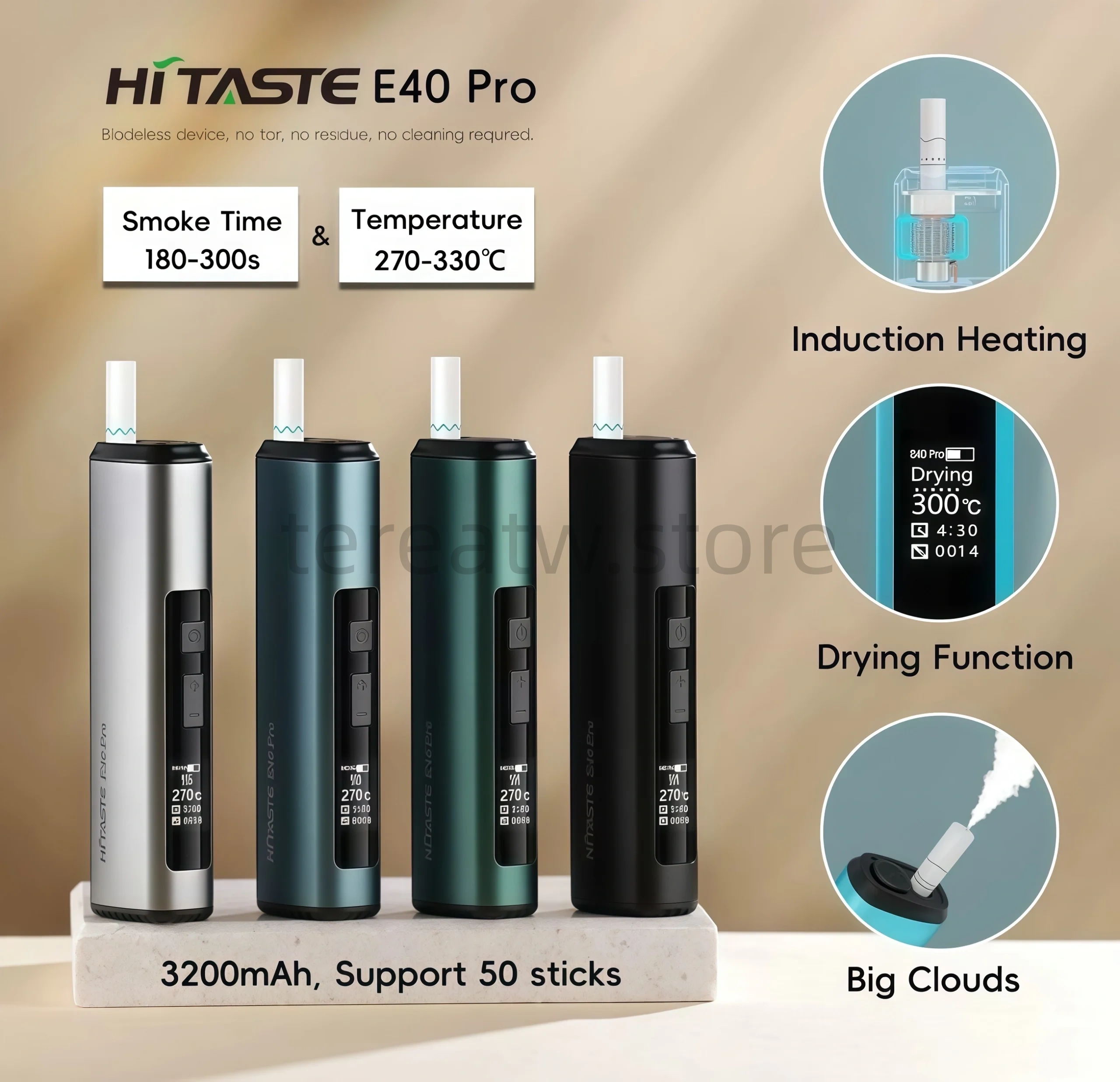 新款 HITASTE E40 Pro 加熱菸主機|高效感應加熱|專用 TEREA 煙彈 1 HITASTE E40 Pro 加熱煙主機